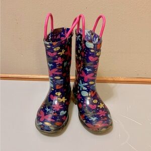 Western Chief Groovy Garden Light-Up Rain Boots, Multicolor - Size 9 (GUC)